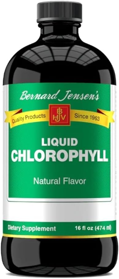Bernard Jensen's 100% Pure Natural Chlorophyll Suplemento líquido | promove Alkaline Ph | Axuda a limpar sangue | 16 Fluid Ounce (474 ml)