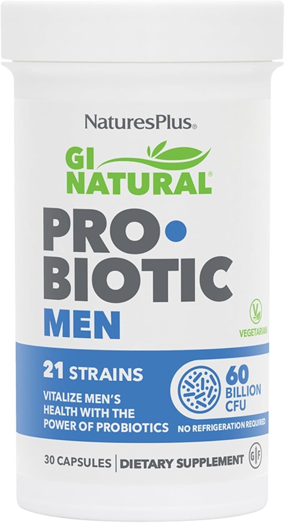 Príroda Plus GI Natural Probiotic Muži - 30 Kapsule - Tráviace a prostaty zdravie, imunitná sila - zahŕňa píla Palmetto - lepok zadarmo - 30 Servisov