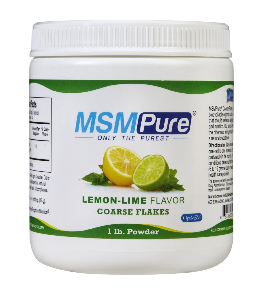 KALA HEALTH MSMPure Lemon Lime Flavored MSM Powder Coarse Flakes, 1 lb | OptiMSM Powder Supplement, US-Sourced MSM, Organic Sulfur, Vegan, Joint Comfort & Mobility, Skin Appearance, Hair & Nails