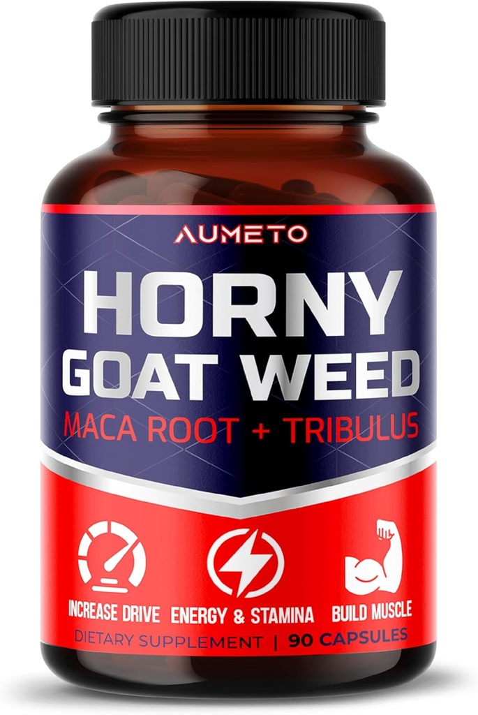 Horny Goat Weed Supplement with L-Arginine Tribulus Terrestris Maca Root Tongkat Ali - Ανδρική ενέργεια, δύναμη και υποστήριξη μνήμης (90 Count (Pack of 1))