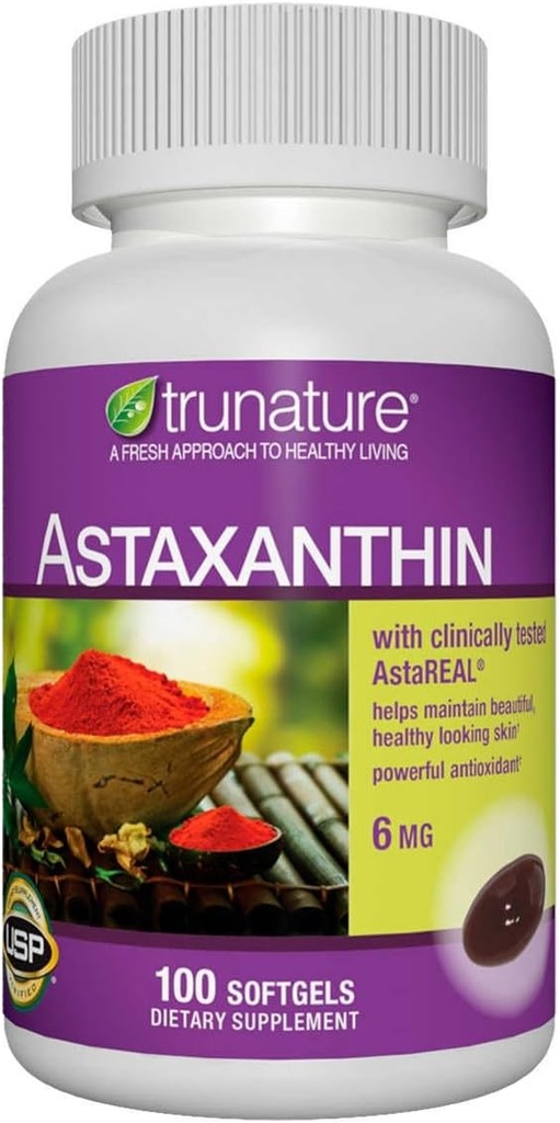 Tòrntur genèric Astaxanthi 6 mg. - Augmenta la pell Elsticity, Moistaure, textura i to - 100 Softgels