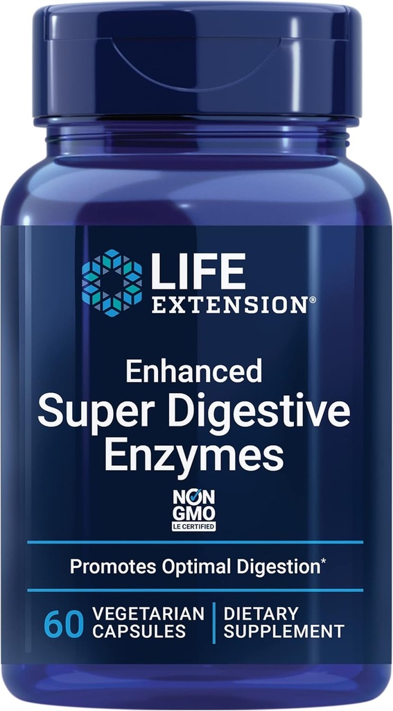 Life Extension Enhanded Super Gremošanas enzīmi, atbalsta Gremošana, Komforts, gremošana Augu bāzes pārtikas produkti, ne-GMO, Veģetārs, 60 kapsulas