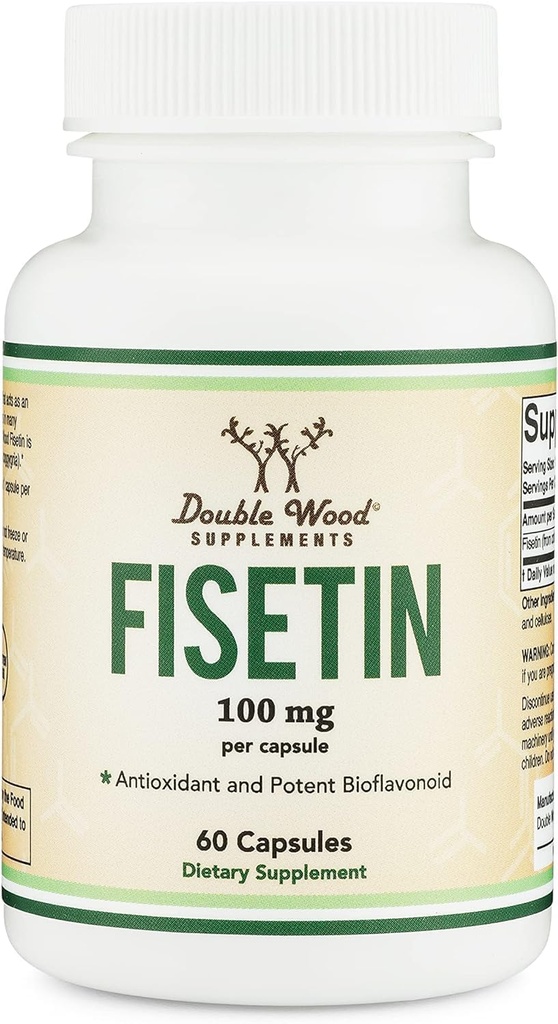 Fisetin Addition - 100 mg Bioactive Flavonolis, 60 Count (Bioflavonoid Polyfenes Additive Panašus į Apigenin, Luteolin ir Quercetin) Aging Support Senolitic by Double Wood