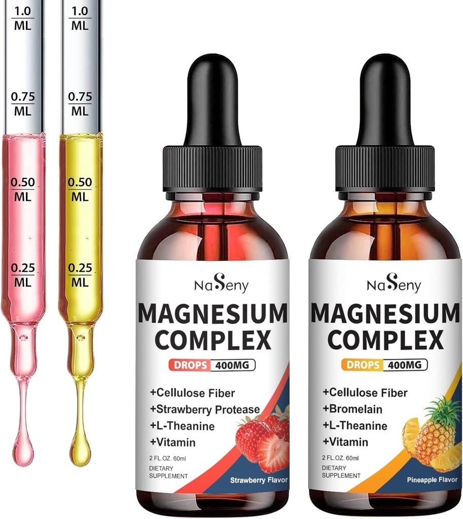 Liquid Magnesium Glycinate, Magnesium Drop lapsille 400 mg Liquid Magnesium Complex Hight Imeytyminen Luiden terveys, rentoutuminen (2PCS)