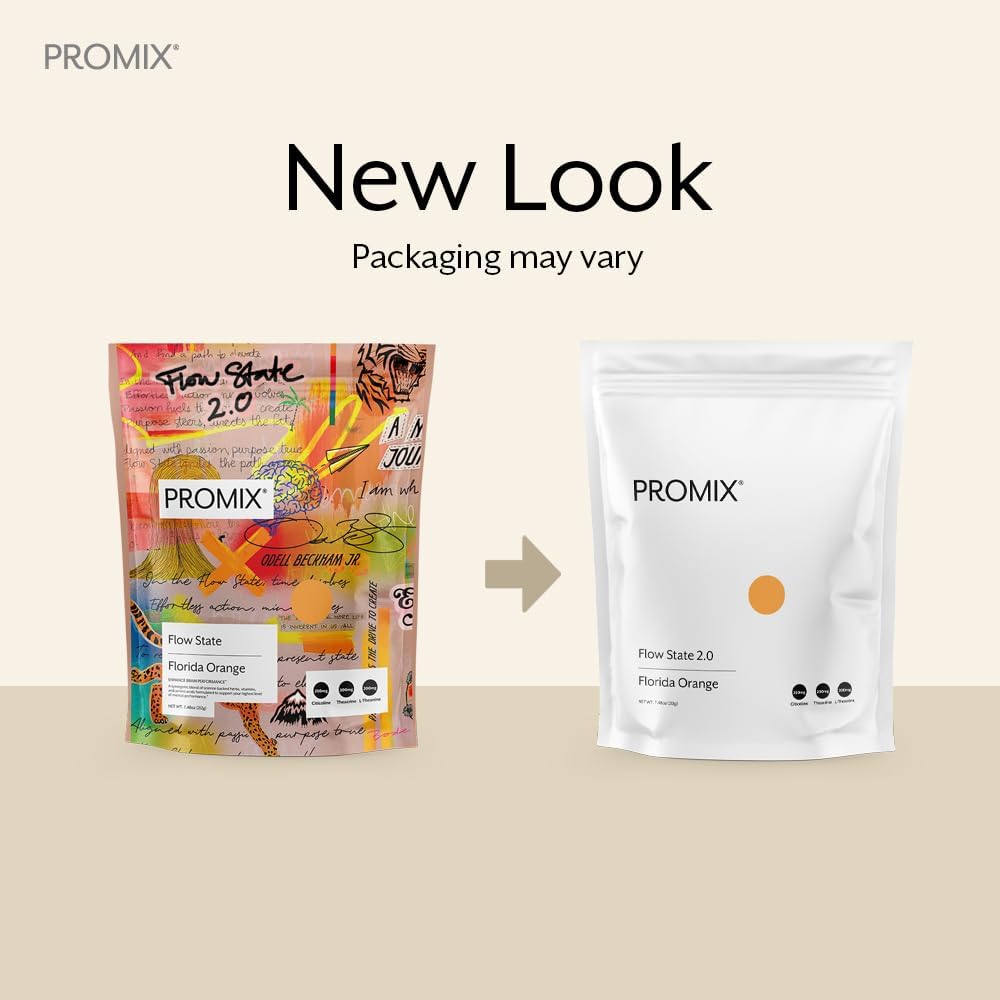 Promix Nutrition Flow State - L Tyrosine, Theakrine, Vitamin, & Caffeine Free - Nootropic Supplemen - Orange - 30 Hamba