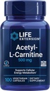 Life Extension Acetyl- L- karnitin, Acetyl- L- karnitin, Vitamin C, Brain, Mood & Nerve Health, Cellular Energy, 3- Month Supply, Gluten- Free, Non- GMO, Vegetarian, 100 Kapsle