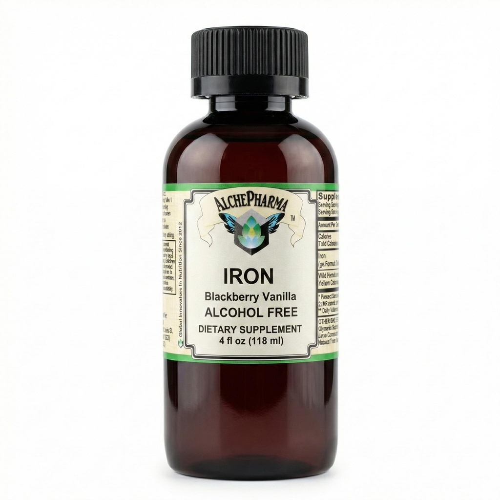 Iron Liquid (Gentle High Absorption Ferrous Bisglycinate Chelate) BlackBerry Vanilla 4 fl oz 24 Servings