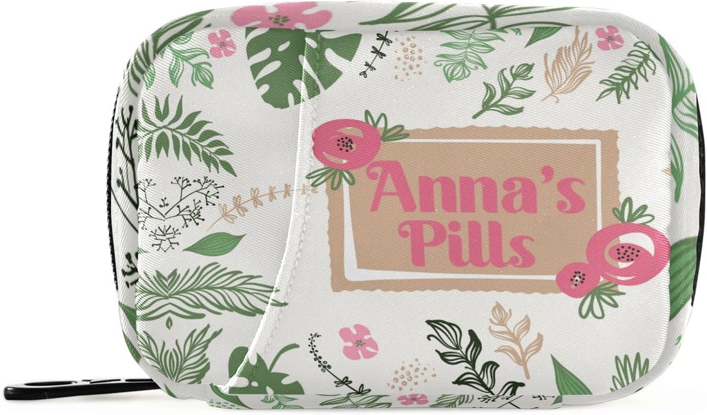 personalizat cutie pilula 7 zile pilula sac frunze flori personalizate nume de călătorie Pilula organizator sac cu fermoar portabil săptămânal caz Compact Dimensiune pentru deţinătorul supliment de vitamine
