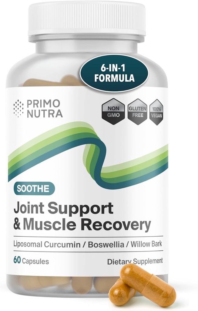 Hurtig fungerende fælles sundhed supplement - Liposomal Curcumin, Boswellia serrata, hvid Willow Bark, gurkemeje supplement med sort pepper 6- in-1 fælles støtte supplement (60 kapsler)