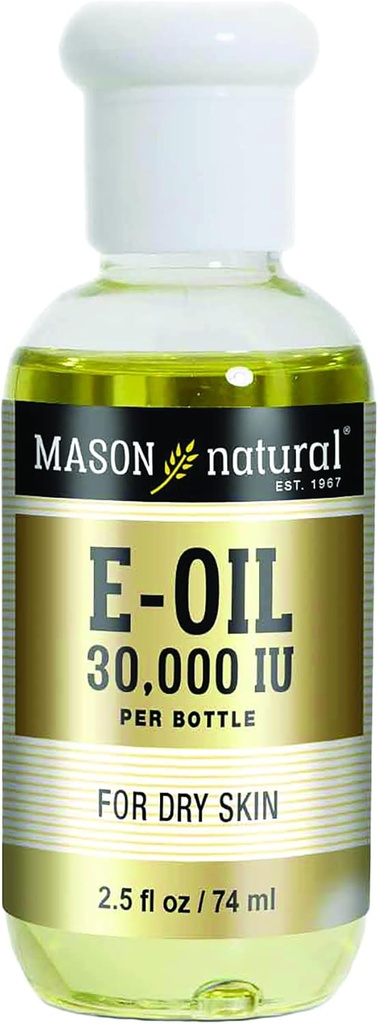 MASON huile de vitamine E naturelle, 30000 iu, adapté aux végétariens, utiliser topiquement pour aider à hydrater la peau dure, sèche ou prendre comme complément alimentaire pour les antioxydants et anti-âge avantages, 2,5 Fl Oz