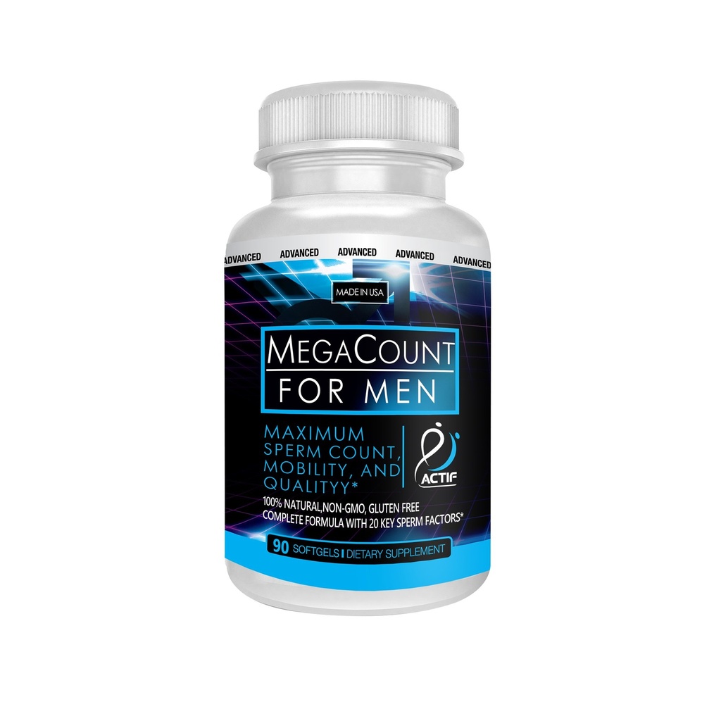 ACTIF MegaCount for Men - Maximum Fertility Support and Sperm Count Booster, Clinically Proven to Improve Sperm Count and Motility - Non-GMO, Made in USA, 90 Count