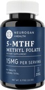 Neurogan L- 5- MTHF methylfolat tillæg, 15 mg - Aktiv folinsyre - Vegan, Gluten- Free & Non- GMO - Understøtter kognitiv, cardiovaskulær & Mood Health - Made in USA, 90- Day Supply