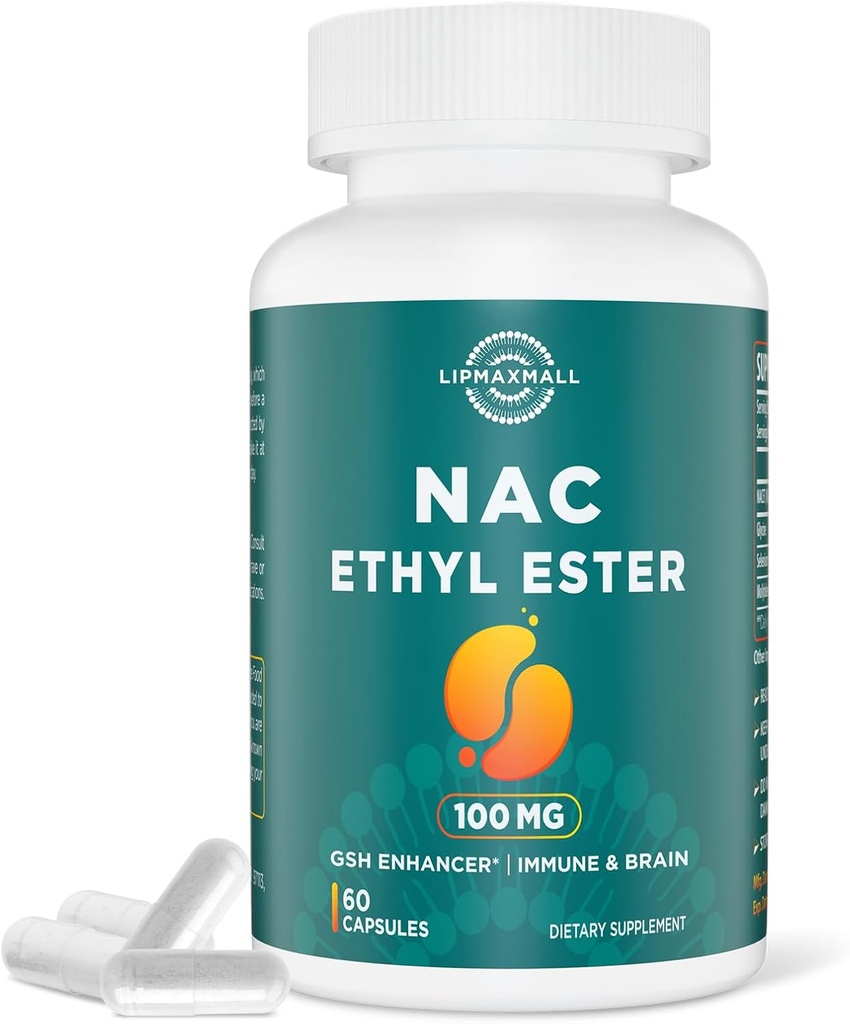 N-Acetyl Cysteine Ethyl Ester 100mg lebih dari 1000mg Nac dengan Glycine 600mg- GlutathioneGood for Immune System & Antioksidant untuk Dewasa, Nacket (60 Capsules-1 Pack)