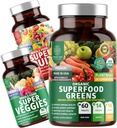 Number One Nutrition N1N Superfood Greens [28 Ingrediente puternice] și Super Fruits & Veggies Supplement [40 Whole Foods] - Superfood Bundle complet, 2 Pack