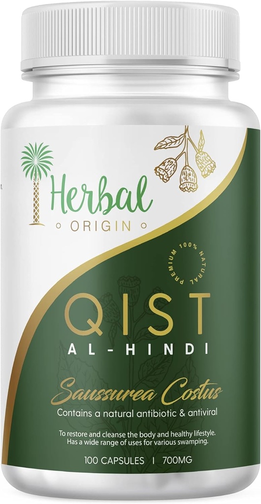 Qist Al-Hindi (Saussurea Costus) | Natural Pure Supplement | Premium Sort of Costus Root (Varje flaska - 80 Vegan Capsule 700mg)