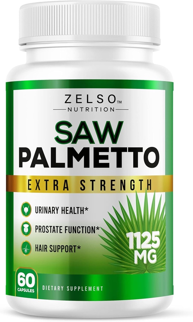 Saw Palmetto Prostate Supplement for Men, 3-in-1 津贴,外力DHT 阻断器用于长发,Beta 阻断器用于尿道健康, Potent Prostate 函数支持, 30日供应(60计)