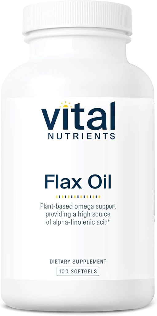 Vital Nutrients Flax Seed Oil 3000mg | Cold Pressed Flax Oil with high Concentration of ALA for Heart Health* | Gluten, Dairy and Soy Free | Non-GMO | 100 Softgels
