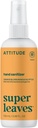 ATTITUDE Spray sanitizador de man para adultos e nenos, Verificado EWG, Mata bacterias e Germs, Vegan, Orange Blossom & Eucalyptus, 3.38 Fl Oz (Botella depray)