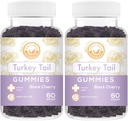Turkey Tail Mushroom Gummies - May Support Immune Health and Gut Microbiome - Black Cherry Flavor - Vegan, Non-GMO, Gluten-Free, Gelatin Free - 120 Count