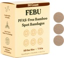 FEBU Eco-Friendly Bamboo Fabric Bandages | PFAS Free Bandages for Scraps & Cuts | Flexible Fabric Bandage | Fully Compostable, Latex Free Bandage | 50 Count Spot