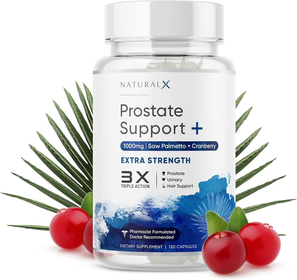 Prostate Health supplement for Men - Saw Palmetto DHT Blocker with Cranberry for Bladder Health, Urinary Support, Reduce Frequent Urination, Promote Prostate Care ' Hair Growth (120 Capsules)