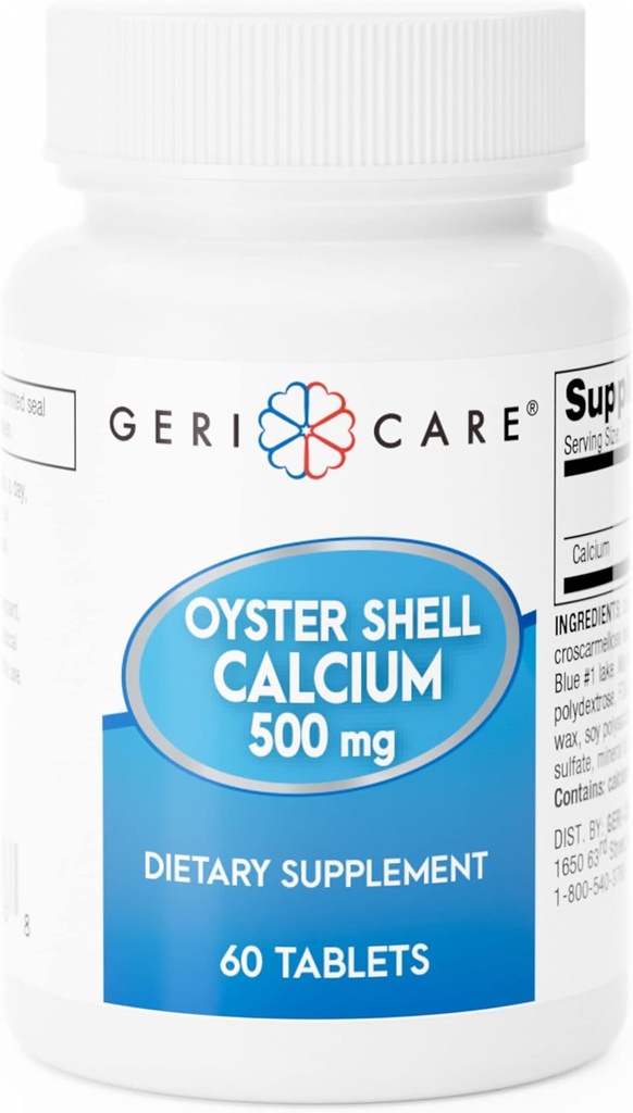 Gericare Oyster Shell Kalcium 500 mg, Csontegészség, Nutritional Supplement, 60 Count (1-es csomag)