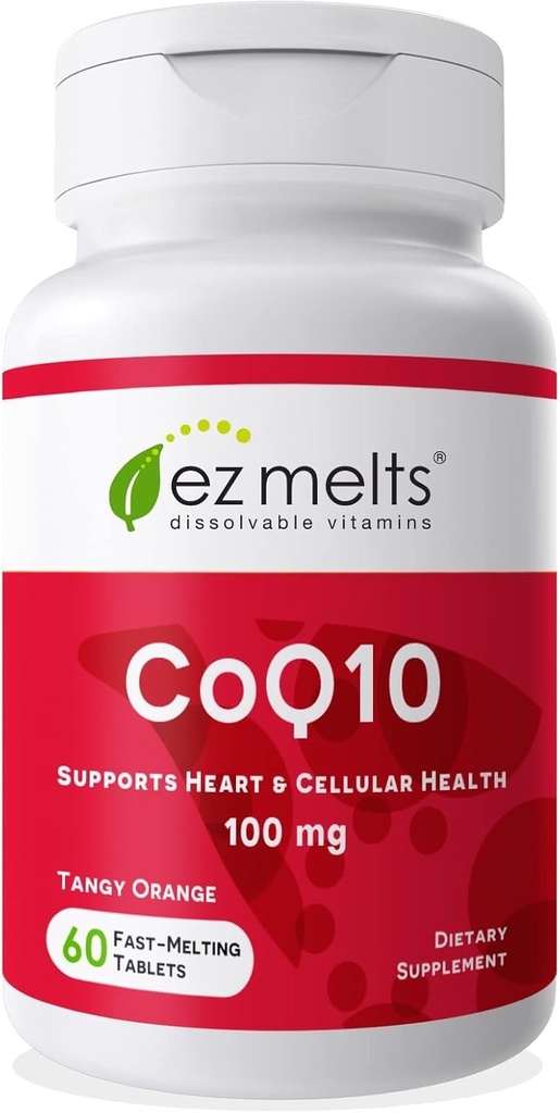 EZ Melts Dissolable CoQ10 Tambahan 100 mg, Sugar- Free, 2-Month Supply - 1 Pack