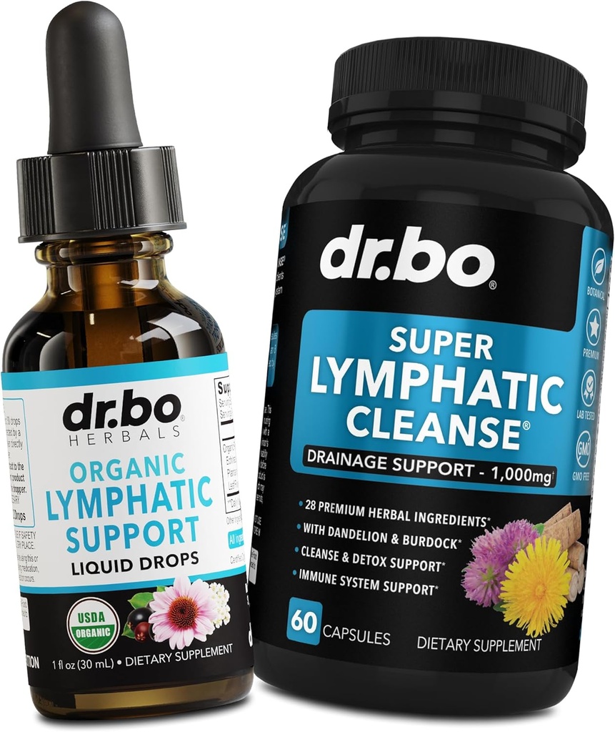 Drenagem Linfática Suplementos Drenagens & Comprimidos - Suporte Linfográfico Orgânico Drops Liquid Cleanse Cápsulas com Echinacea, Ginger, Dandelion, Red Root Supplement Lymph Node Detox Cleanse System Drenagem