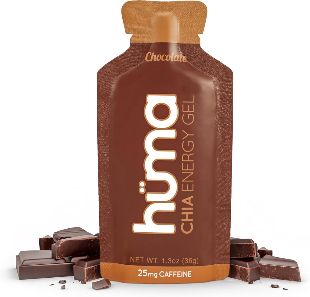 Huma Chia Energy Gel, suklaa, 12 geeliä, 25mg kofeiini - Premier Sports Nutrition for Endurance Exercise