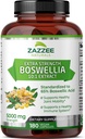 Zazzee Extra força Boswellia Serata 10: 1 extra, 5000 mg La força, l'àcid 65% Boswell, 180 Vegan Capules, 6 de mes, Estàndarditzat 10X d'alta potència, 100% Vegetarian, All-Natly, NopO