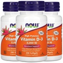 NOW Foods Vitamin D-3, 50 mcg (2,000 IU), 240 Softgels, 3 Pack