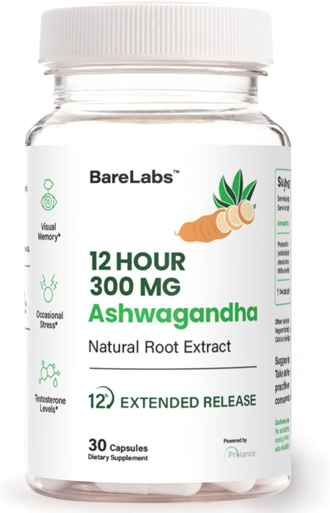 Ashwagandha 300 mg + 12 uur tijd release root Extract (Prolanza®) + Stress, Slaap & energie ondersteuningssupplement voor mannen en vrouwen - 30 dagen levering