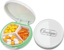 Serfeymi Small Pill Box - 3 Compartiments Portable Pill Box for Purse Pocket, Compact Mini Travel Pill Case - Geschikt voor medicijnen, vitamine, visolie, supplementen - White(Logo)
