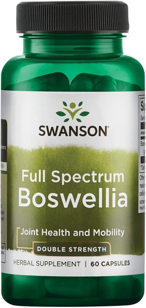 Swanson Double Strength Boswellia - Ayurvedic Kräuter für Joint Flexibility & Mobility Support - Boswellia Serrata Resin - (60 Kapseln, 800mg Jeder)