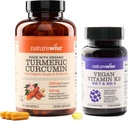 Naturewise Curcumin Turmeric 2250mg dengan BioPerine & Vegan Vitamin K2 MK-7 100mcg dan MK4 500mcg - 180 Count & 90 Softgels