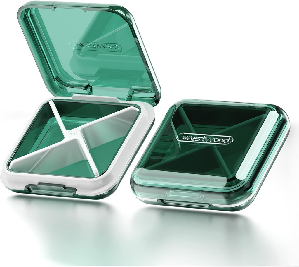 DubSTAR Daily Pill Organizer,4 Sammenligninger Bærbare Reise Lille Pill Case, Pill Box for Purse Pocket å holde vitaminer, Cod Liver Oil,Supplements og medisinering (grønn)