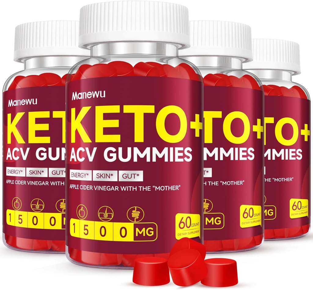 Keto ACV Gummees - 1500mg Apple Cider Vinegar with Mother - Vegan, Non-GMO, Organic Apple Cider Vinear Gumies for Women Men, Detox & Cleanse, 4 Pack