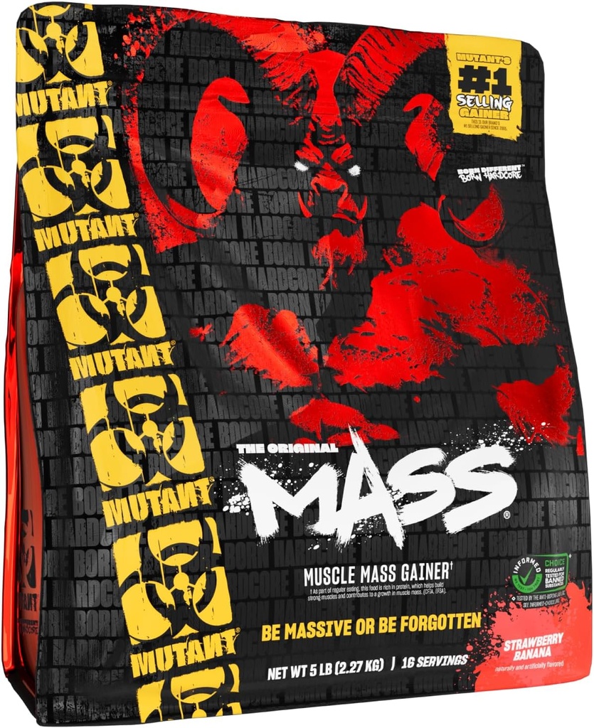 Mutant Mass 124; Weight Mass Gainer Protein Powder - high Calorie Protein Powder for Mass gain - Strawberry Banana - 5 Pound
