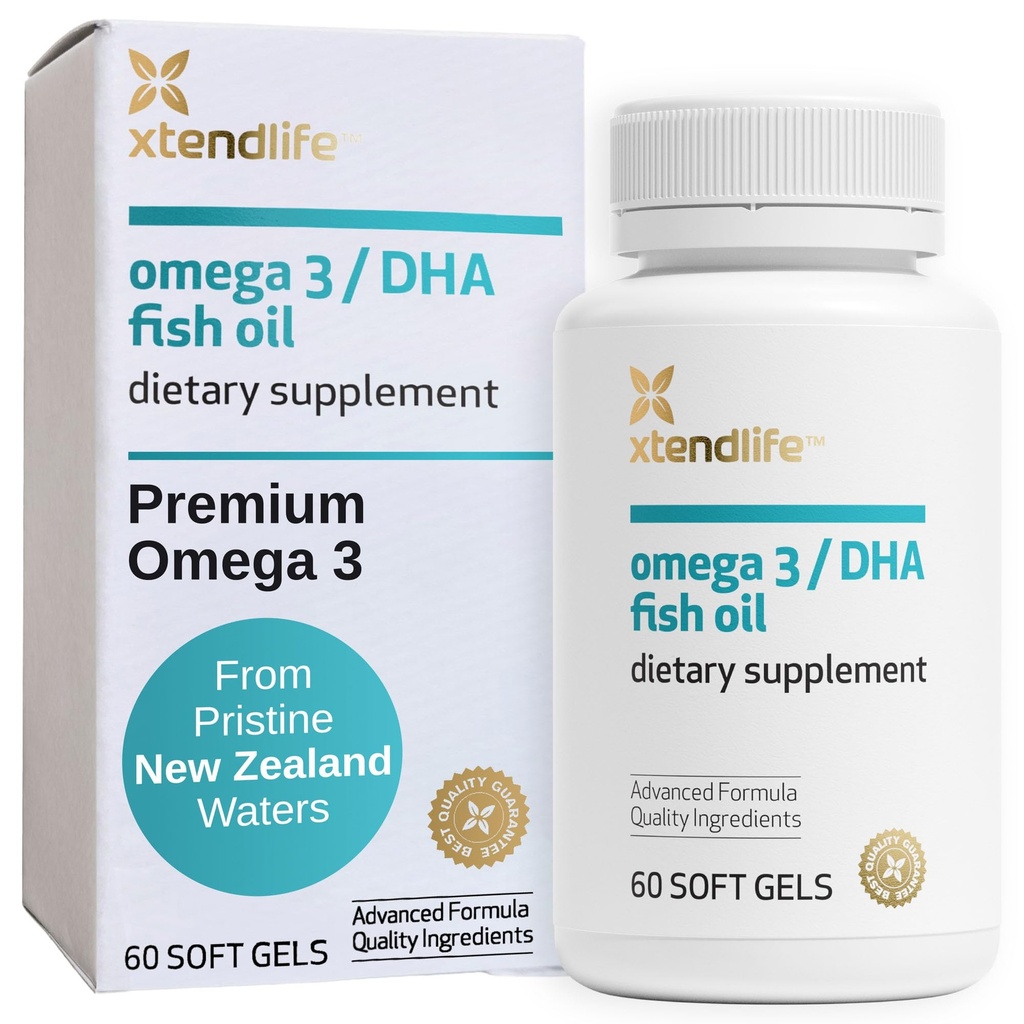 Xtendlife Omega 3 DHA Fish Oil for Heart, Brain & Joint Health - 1100mg Omega - 3 with 700mg DHA & 300mg EPA - 1 Month Supply (60 Count)