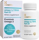 Xtendlife Omega 3 DHA Fish Oil - 1100mg s 700mg DHA a 300mg EPA - Omega 3 6 9 dodatek pro srdce a mozek - 1 měsíční zásoba (60 Počet)
