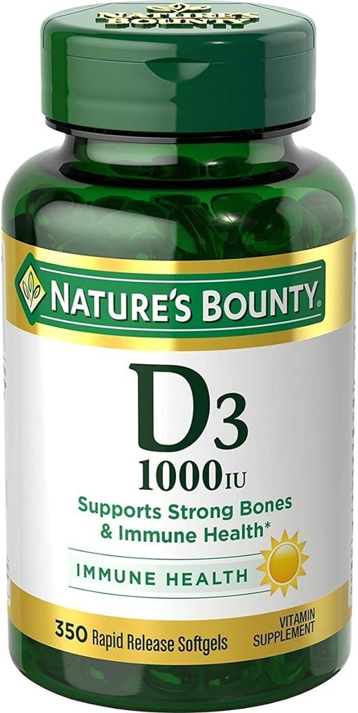 Nature's Bounty Bounty D-1000 IU Dietary Supplement Rapid Release Liquid Softgels 350 ea (Pack of 2)