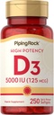 Pipling Rock only D3 5000 IU | 250 Softgels (พ.ศ.