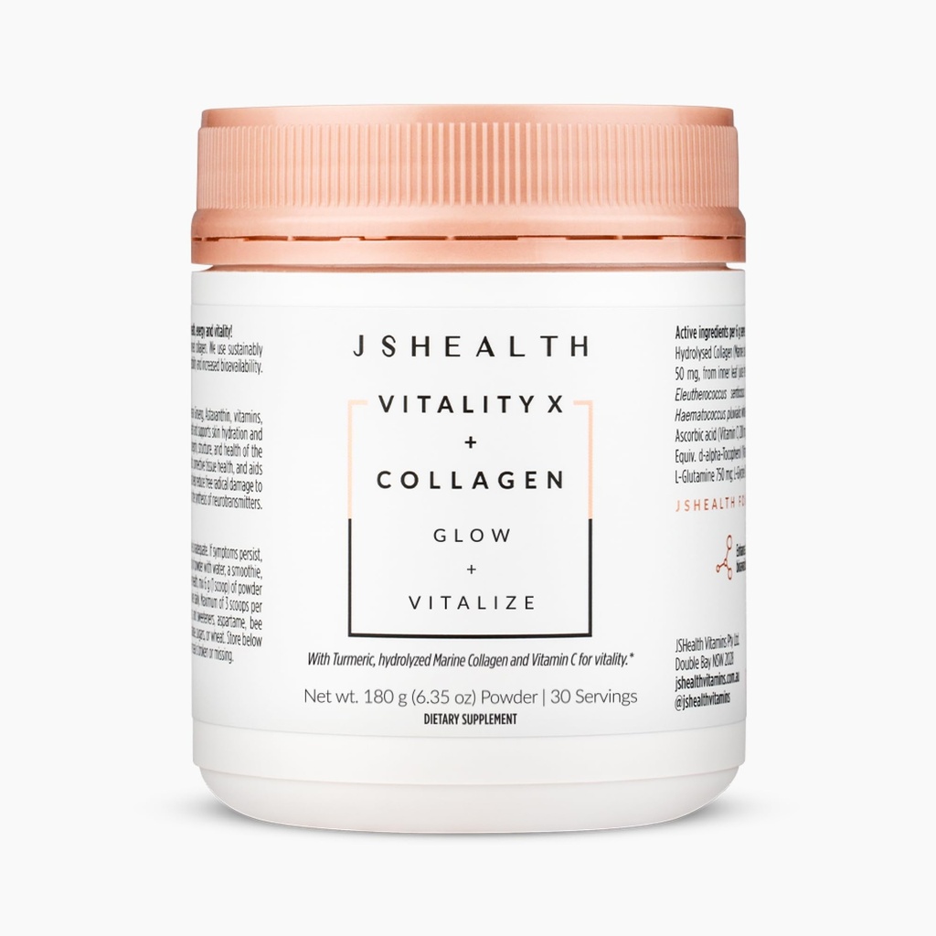 JSHealth Marine Collagen Powder for Women. 3g Hydrolyzed Collagen with Vitamin C, E, Astaxanthin. 10 Beauty Ingredients. Citrus Tropical Flavor (30 Servings)