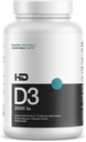 HD MUSCLE HealthHD D3 | 2000iu Yüksək Potency Vitamin D3 Təhlükəsiz Muscle Function & Recovery | Immune Support