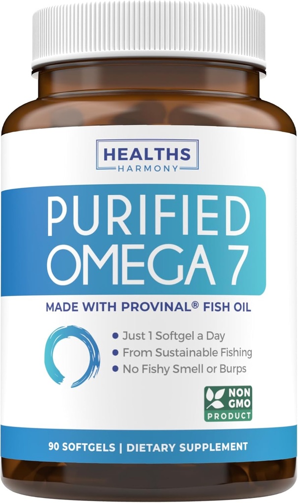 Omega 7 Phụ cho phụ nữ và đàn ông - Potency & Purity Palmitoleic Fatty Fish acid chất béo được cấp trợ cấp từ Provinal có ít axit Palmitic - Nguồn duy trì (3 tháng)