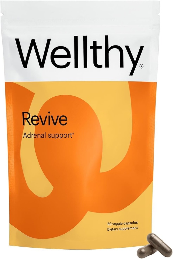Wellthy Revive Stress Support Capsules - Boost Energy and Improve Mental Wellness (60 Count)