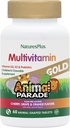 Natures Plus Parade animale Source de vie Multivitamine à croquer pour enfants - Cerise, orange et arômes de raisin assortis - 60 comprimés à croquer - Végétarien, sans gluten - 30 portions