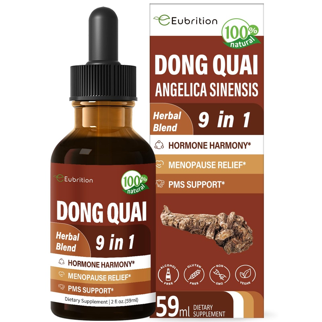 Dong Quai Liquid Supplement for Women, Angelica Sinensis Root Extract Tincture Support Menopause & PMS Relief, Hot Flashes, Herbal Blend Drops with Red Clover Fenugreek. 2oz