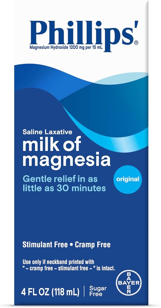 Phillips' Milk of Magnesia, Laxative, Original, 4 Unze (Pack von 6) - Packaging May Vary