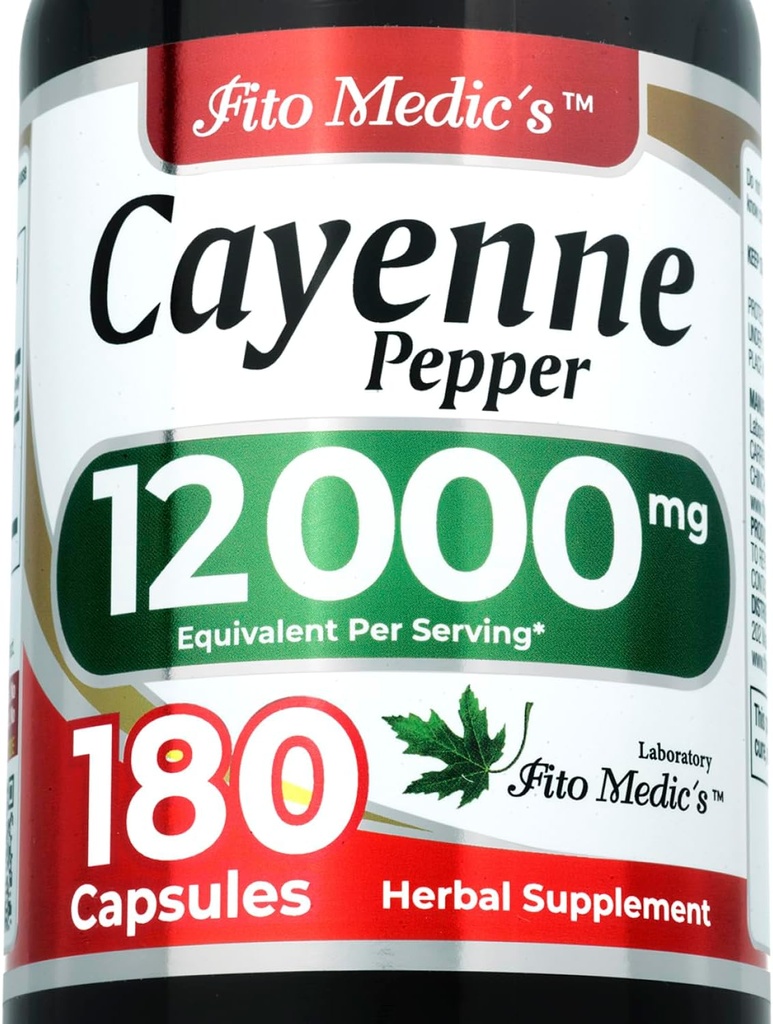 FITO MEDIC's Lab | Cayenne Pfeffer Kapseln Bio | Cayenne Pfeffer Extrakt | 600 mg 20:1 pro 3-Kapseln Servieren | 180 Kapseln